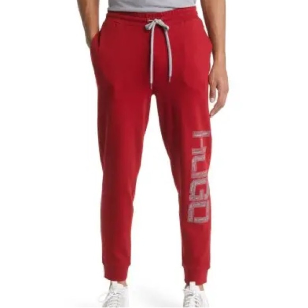 Hugo Boss Doarkus Cotton Joggers In red burgundy Grey men S unisex W29"-38"